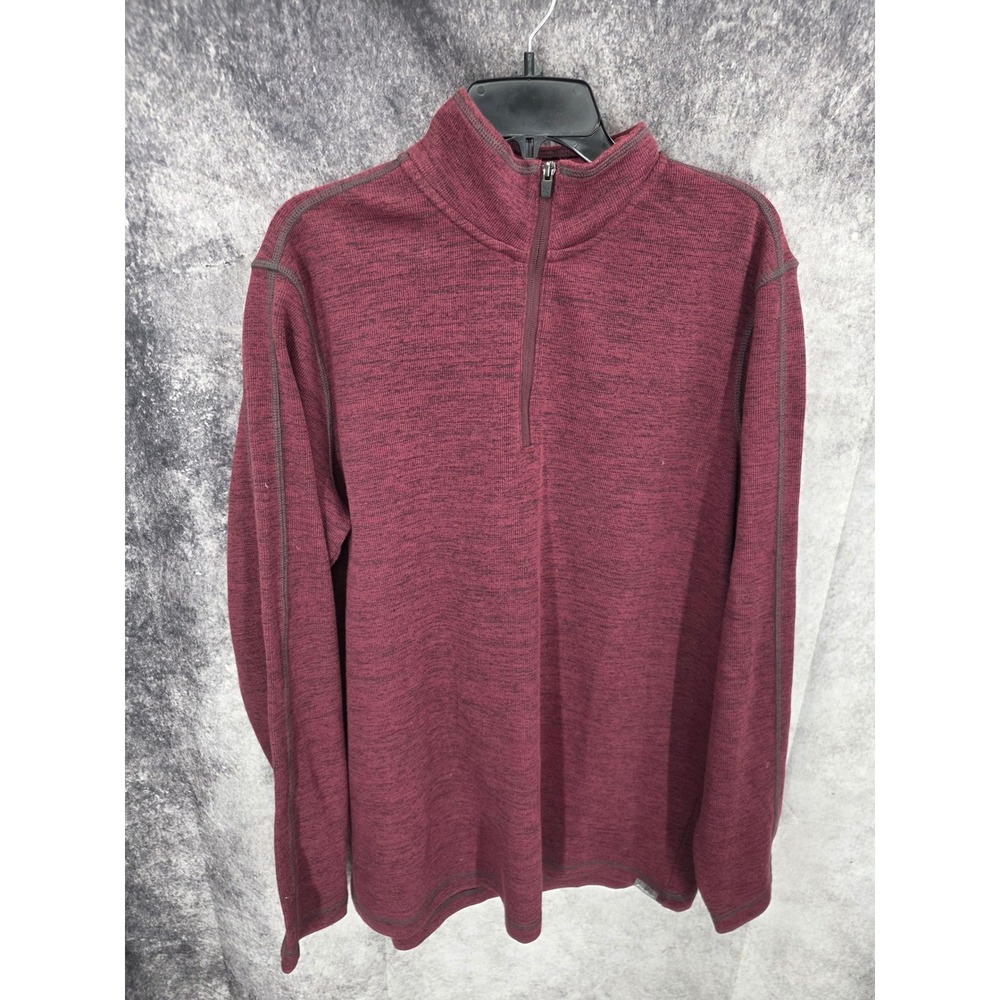 Eddie Bauer Sweater Mens Large Tall Burgundy 1/4 Zip Pullover Minimalist Grandpa